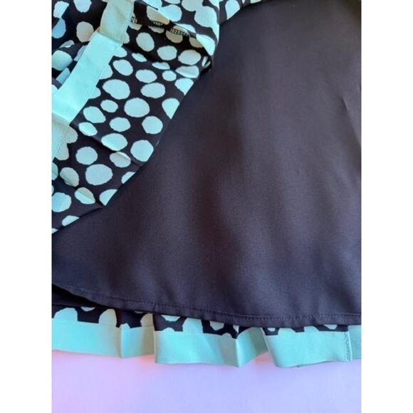 Carlisle Womens 100% Silk Pleated 90s Skirt Sz 6 Black Teal Polka Dot Preppy - Picture 8 of 10